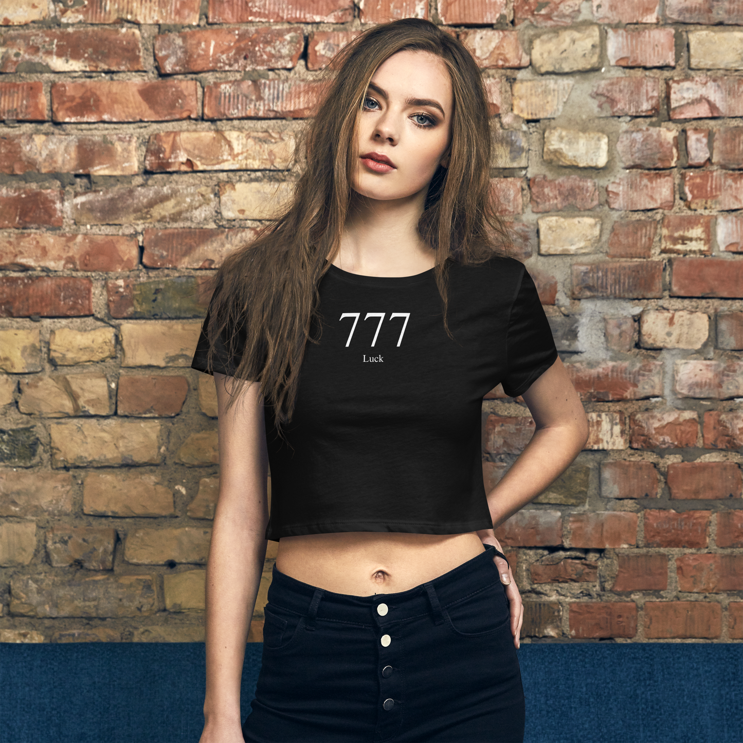 Luck 777 Heaven's Armour Crop Top Tee Black