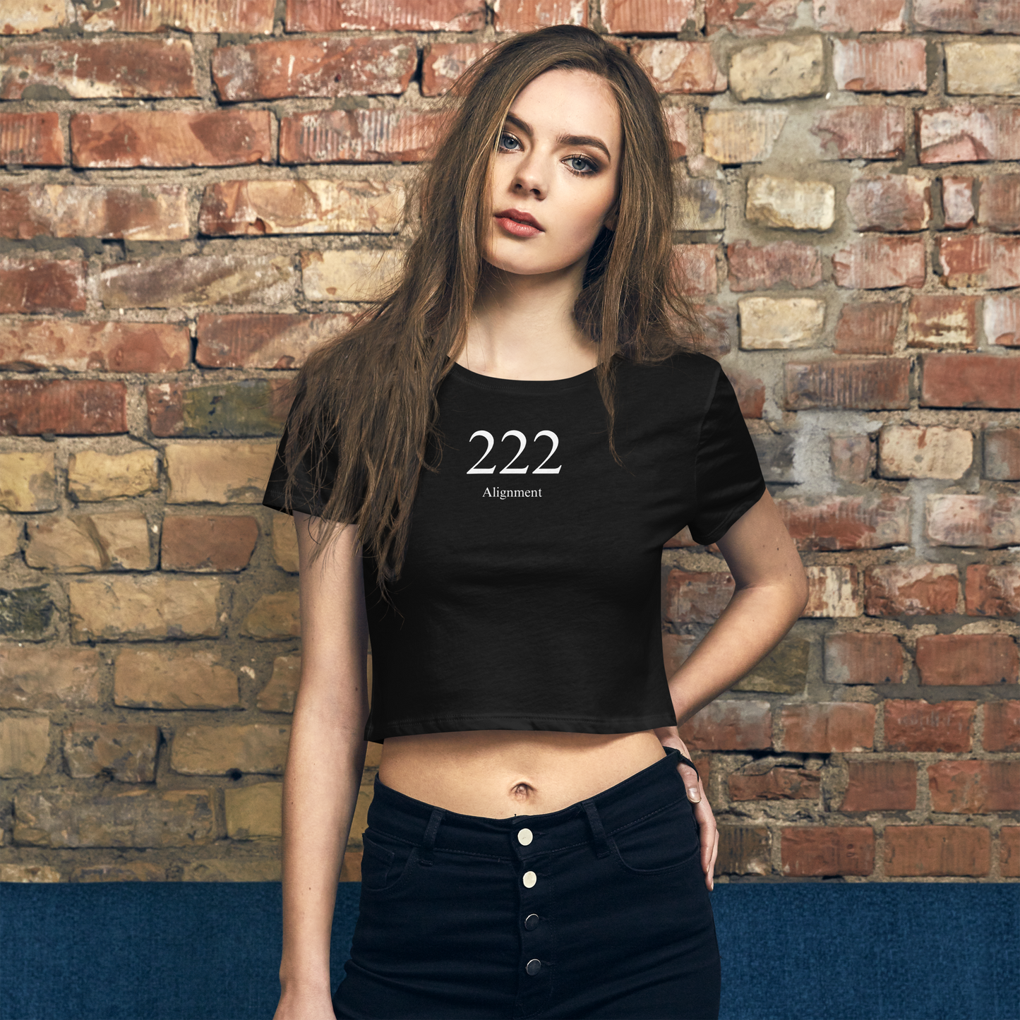 Alignment 222 Heaven's Armour Crop Top Tee Black